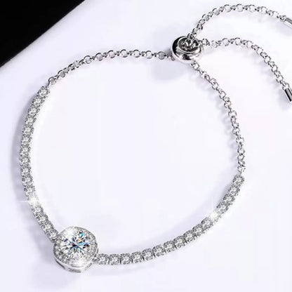 1 Carat Moissanite 925 Sterling Silver Chain Bracelet