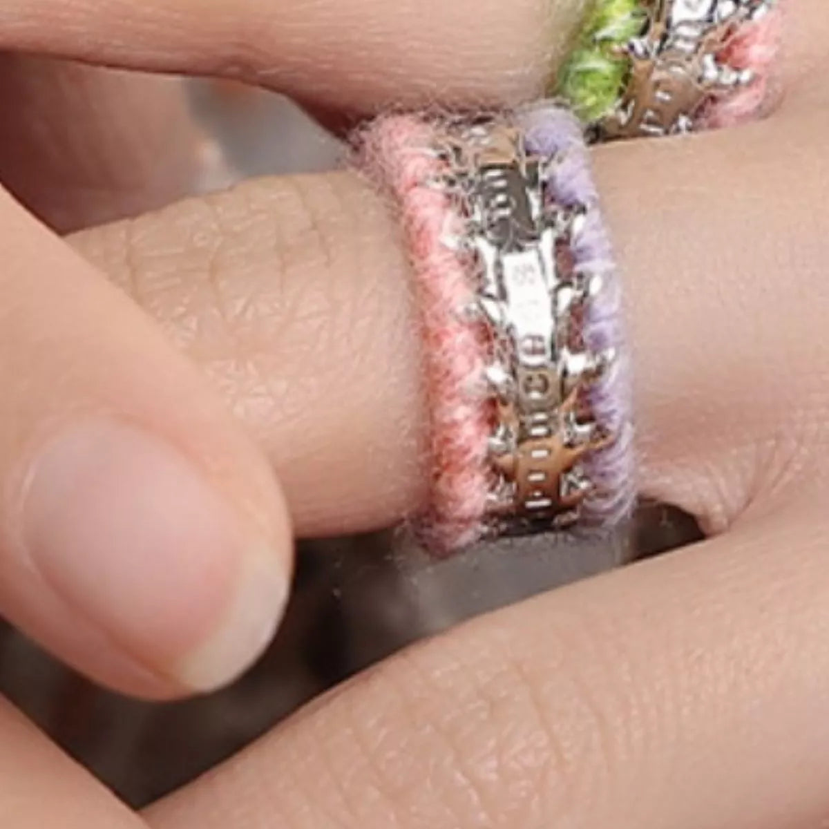 Brass Yarn-Wrapped Open Ring
