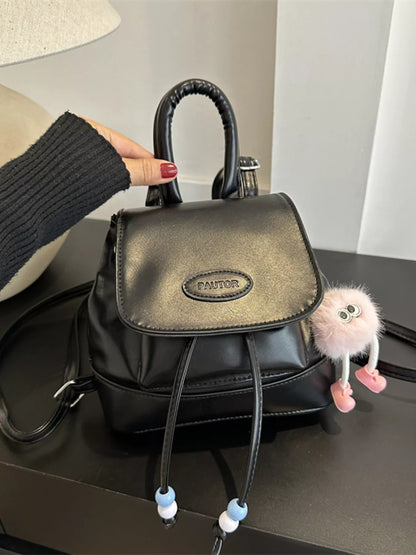 Mini Leather Drawstring Backpack Bag