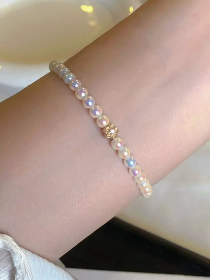Pearl Bracelet with Floral Accent