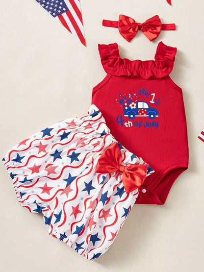 Children's Patriotic Star Print Outfit Set