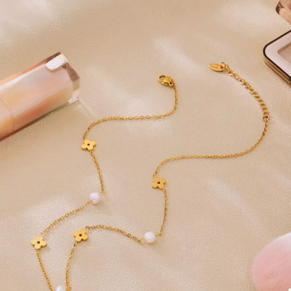 Freshwater Pearl 18K Gold-Plated Flower Necklace