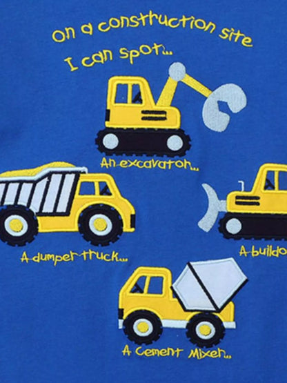 Children's Construction Vehicles Crew Neck T-Shirt