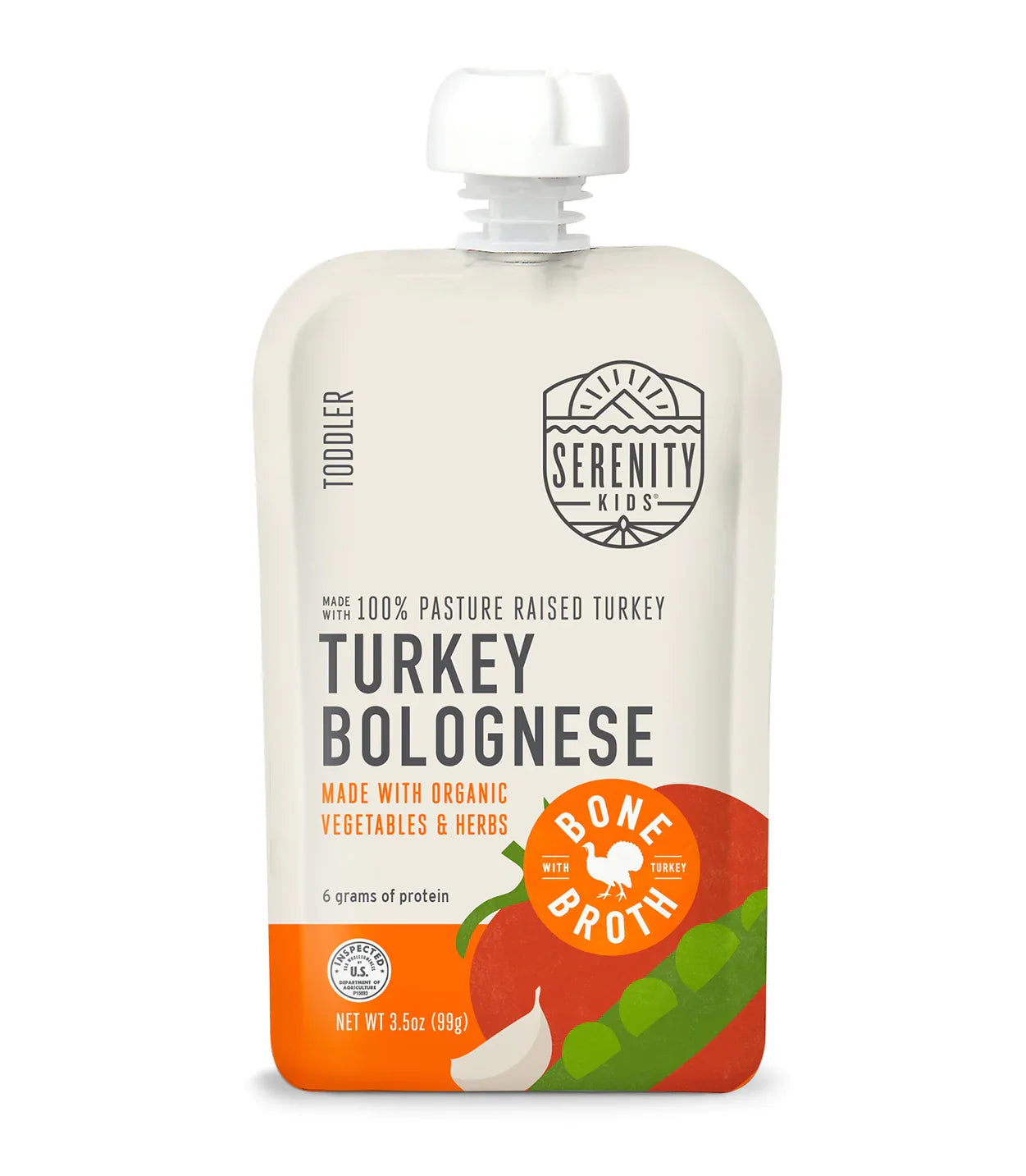 Serenity Kids Turkey Bolognese with Bone Broth for toddlers, Case of 6 (3.5 oz)