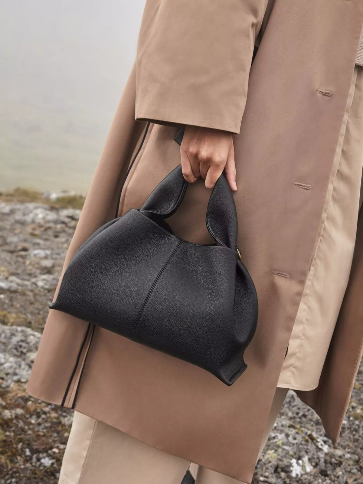 PU Leather Ruched Crossbody Handbag