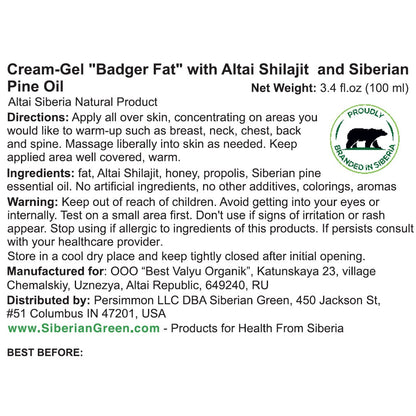 Badger Fat Cream-Gel with Altai Shilajit & Siberian Pine | 100ml