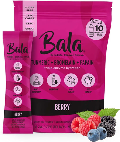 Bala Electrolyte Berry Hydration Sticks, Pack of 8