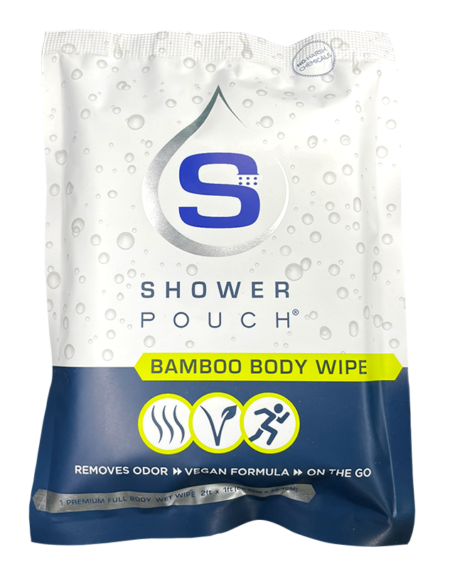 Adventure Sampler Kit: 4 Shower Pouches, 1 Hand Sanitizer (80%), and 1 Deodorant