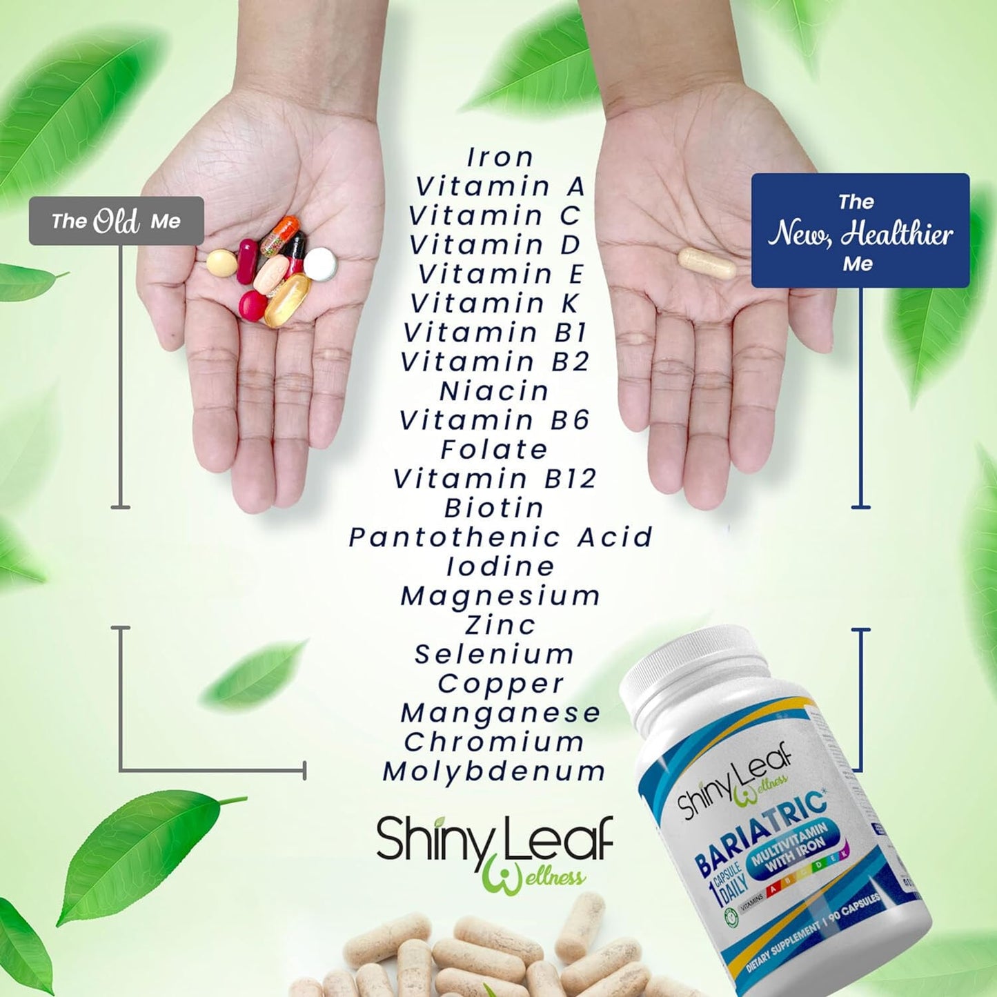 Bariatric Multivitamin with Iron With DHT Pro Shampoo and Conditioner Hair Care Bundle