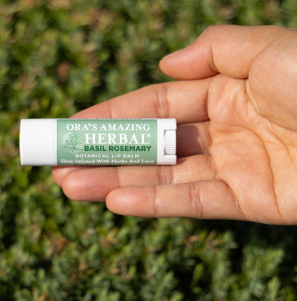 Natural Lip Balm, Herbal Infused, Basil Rosemary