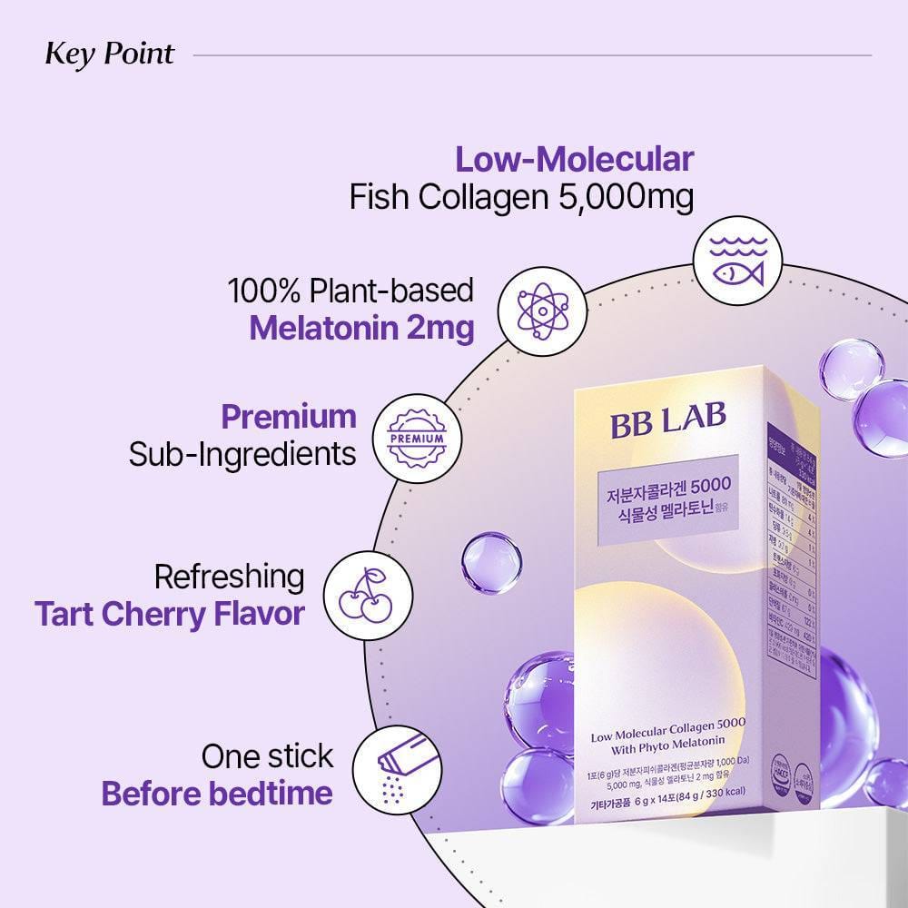 [Bundle] Low Molecular Collagen 5000 With Phyto Melatonin, 14 sticks x 3box
