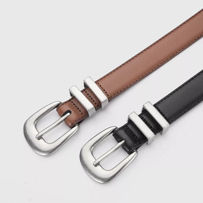 Classic Leather Belt with Buckle