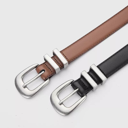 Classic Leather Belt with Buckle