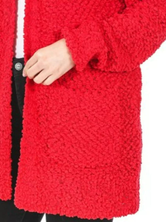 Zenana Long Sleeve Popcorn Sweater Cardigan with Pockets