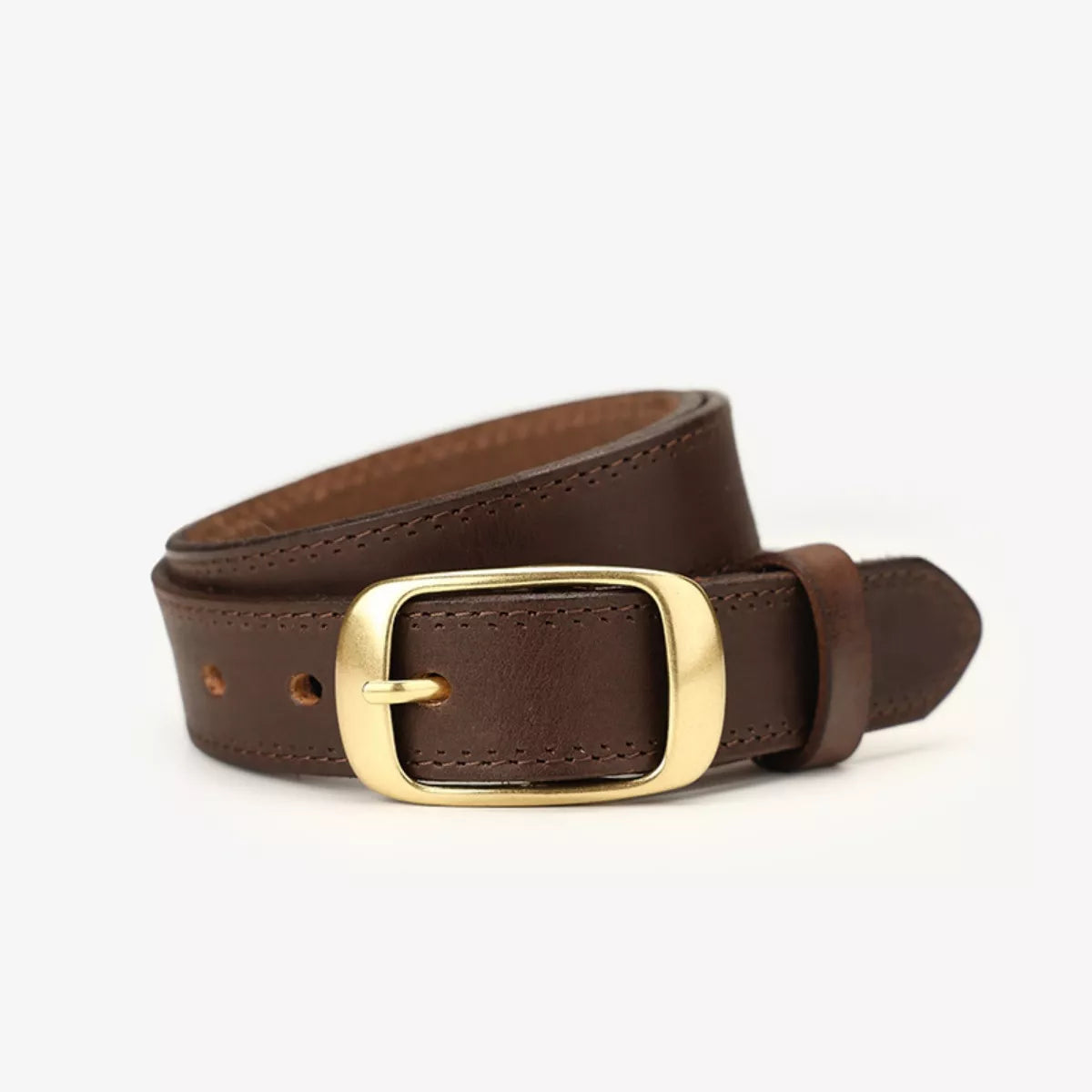 Leather Belt with Golden Buckle