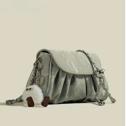 Ruched Chain Strap Shoulder Bag