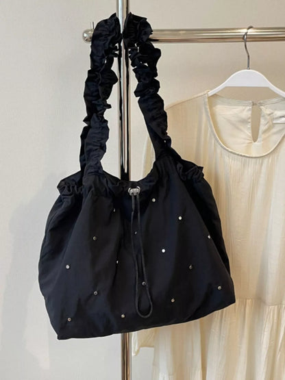 Studded Ruched Strap Handbag