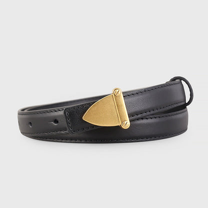 Leather Belt with Golden Buckle
