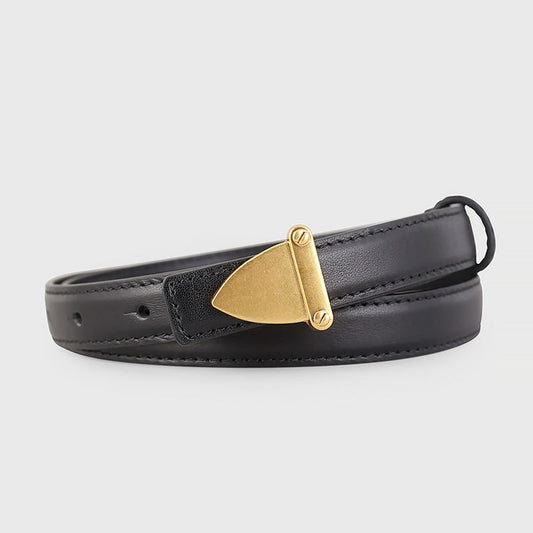 Leather Belt with Golden Buckle