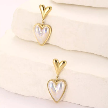 Heart-Shaped Pearl Drop Earrings