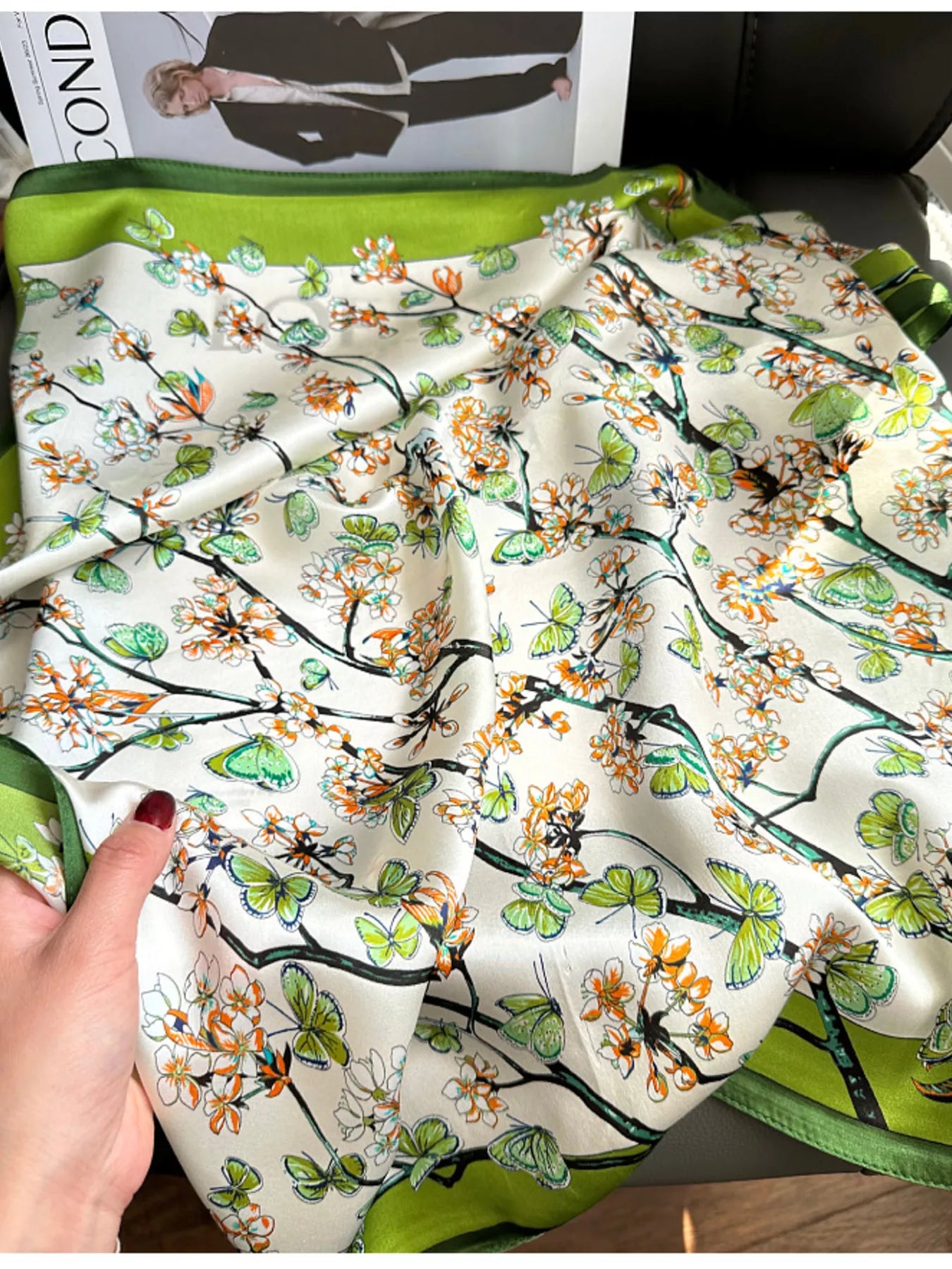 Floral Print Silk Scarf