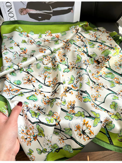 Floral Print Silk Scarf