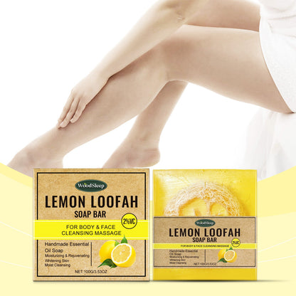 WoodSleep Loofah Lemon Essential Oil Soap Gently Cleanses Body And Skin With Refreshing Oil Control Treatment Soap