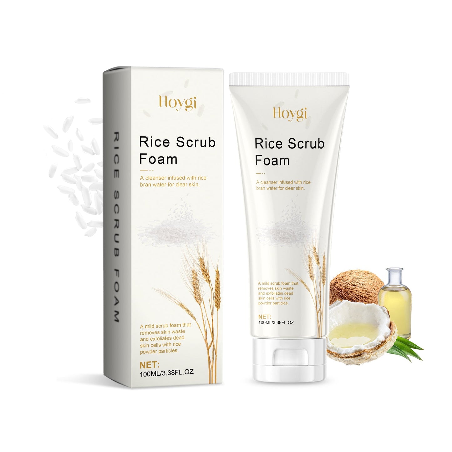 Hoygi Rice Cleanser Gently Cleanses, Hydrates, Moisturizes, Controls Oil, Is Not Tight, Soothes And Repairs Skin
