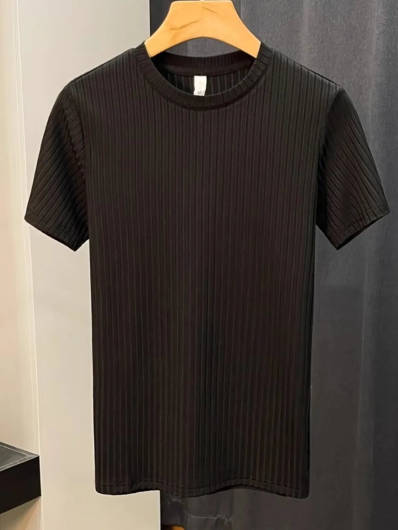 Men's Plus Size Slim Fit Ribbed Knit T-Shirt