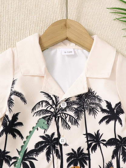 Children's Dinosaur Print Shirt and Shorts Set
