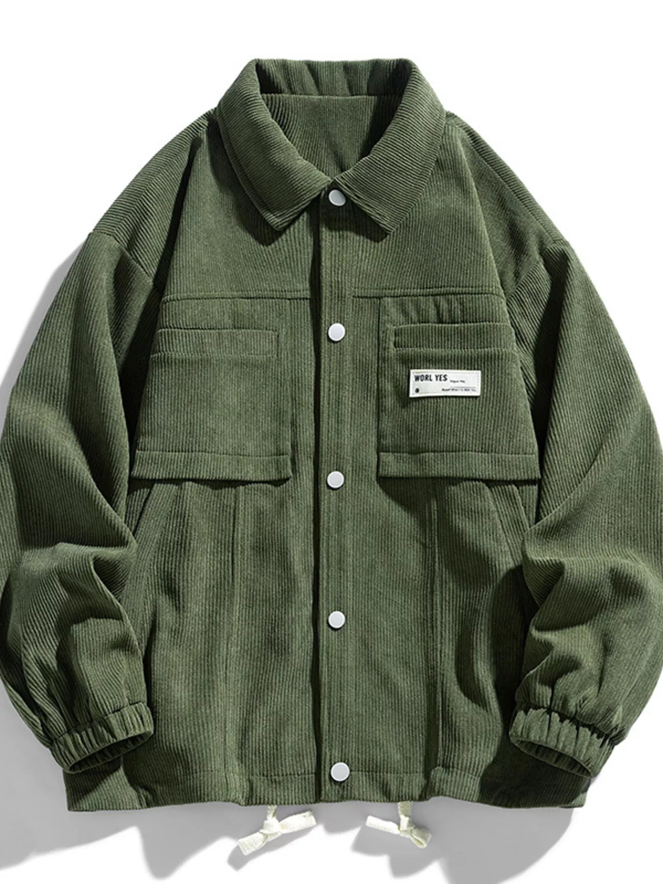 Men's Plus Size Corduroy Button-Down Jacket