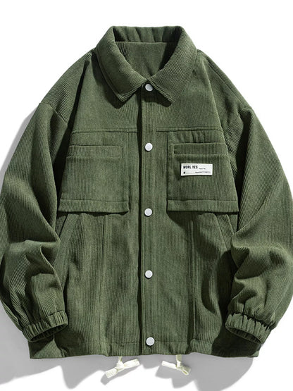 Men's Plus Size Corduroy Button-Down Jacket