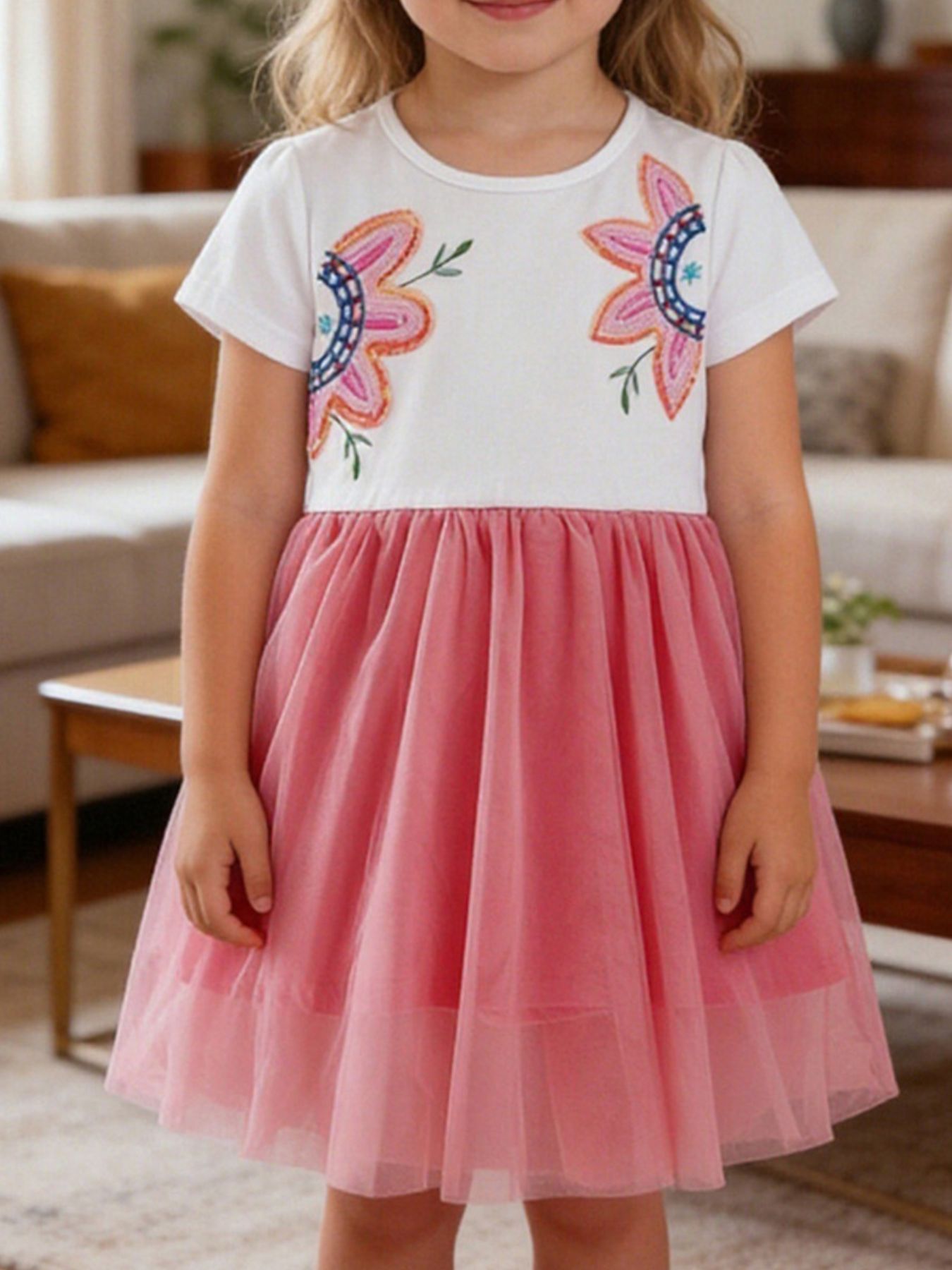 Children's Sequin Flower Tulle Dress