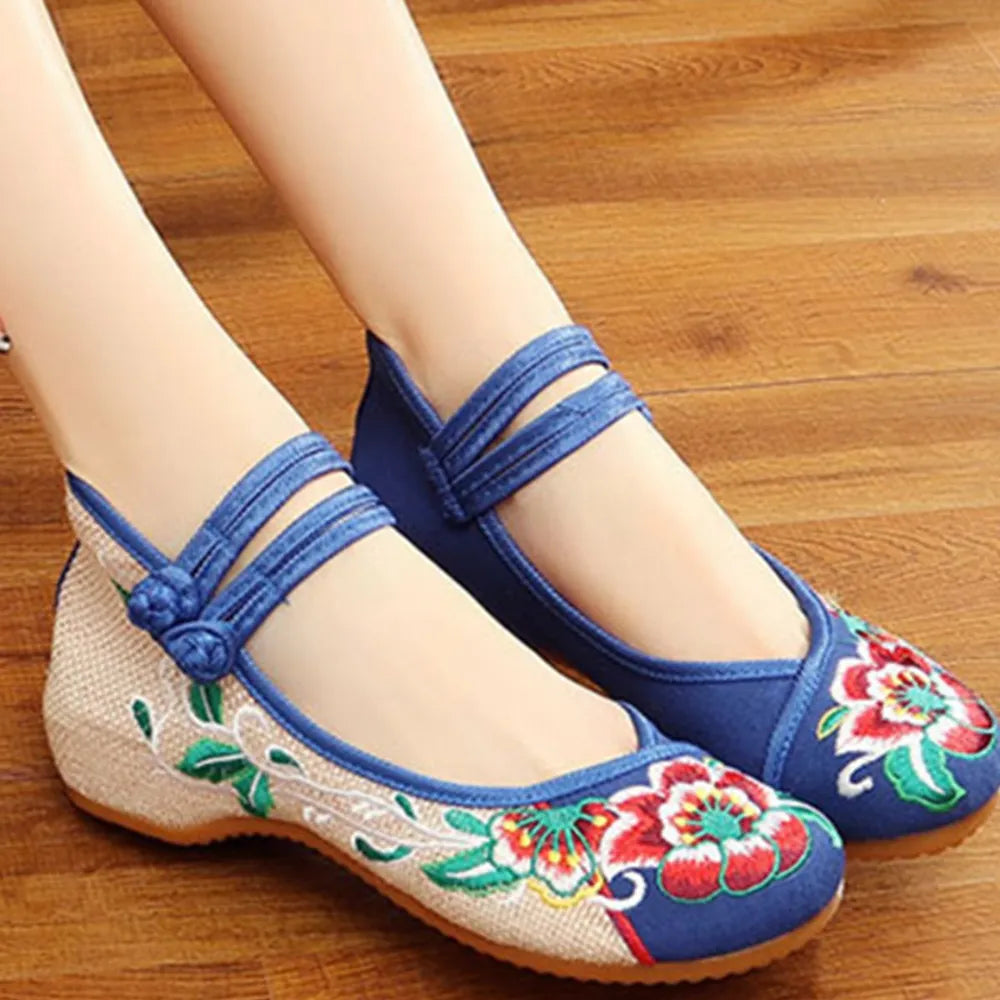 Embroidered Flat Slip-Ons