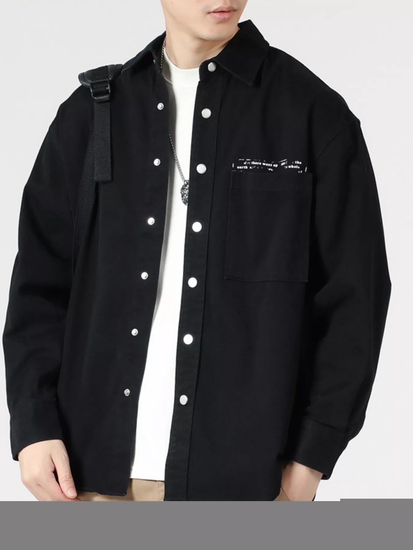 Men's Casual Solid Color Long Sleeve Snap-Down Shirt