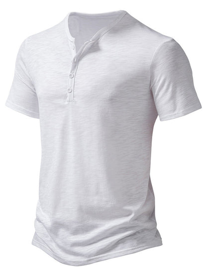 Men's Casual Button Detail T-Shirt