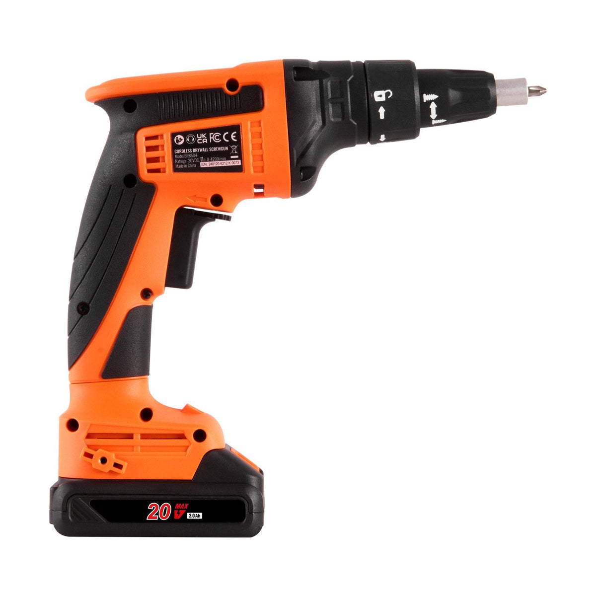 VEVOR Drywall Screw Gun, 20V Max Drywall Screwgun, 4200RPM Brushless Cordless Drywall Gun Kit With 2 Battery Packs, Charger, Belt Clip, And Tool Bag, Forward And Reverse Adjustable, Built-in LED Light