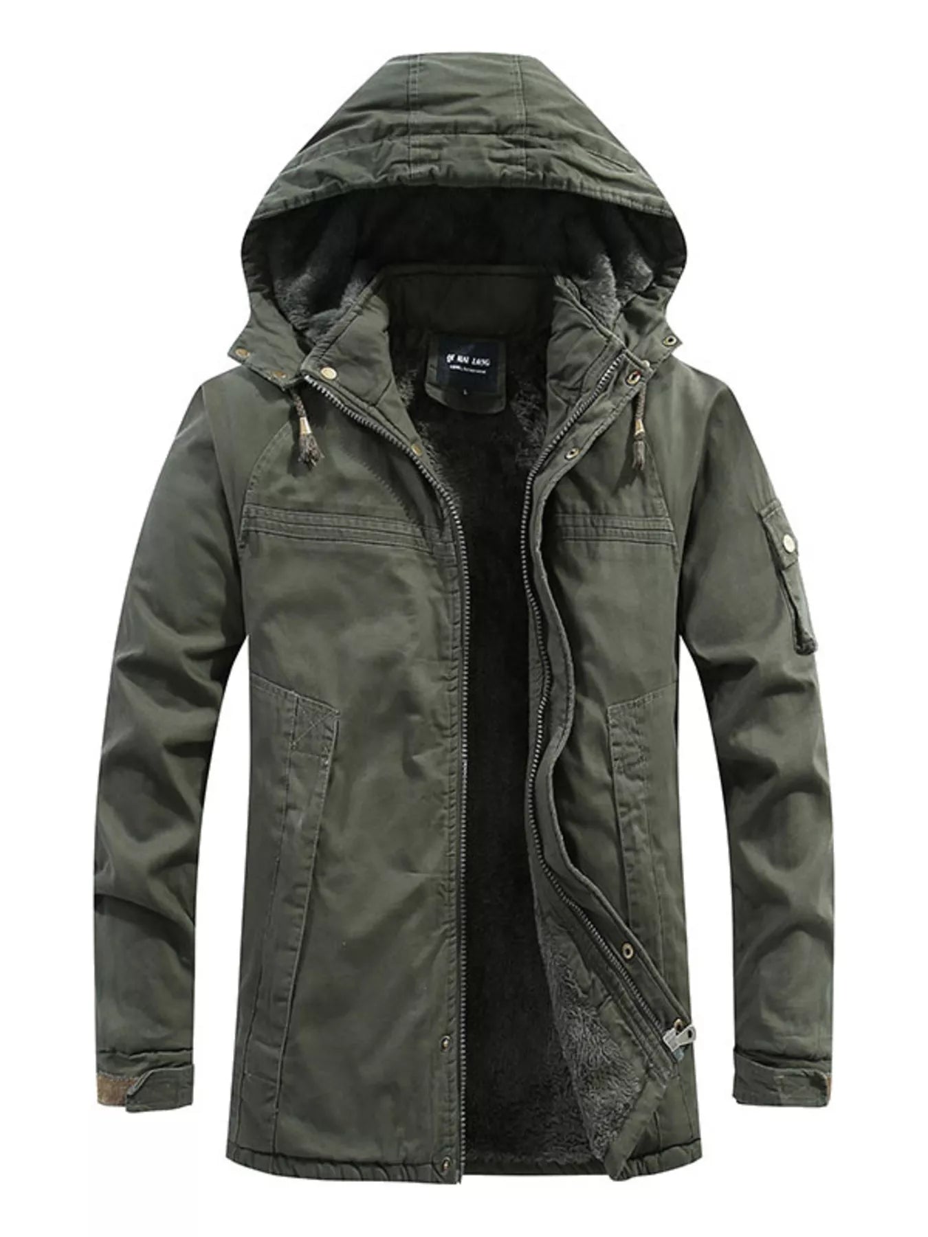 Men's Plus Size Winter Warm Hooded Zip Up Jacket