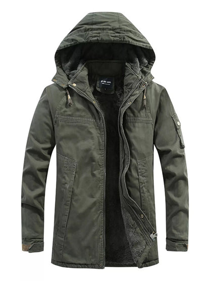 Men's Plus Size Winter Warm Hooded Zip Up Jacket