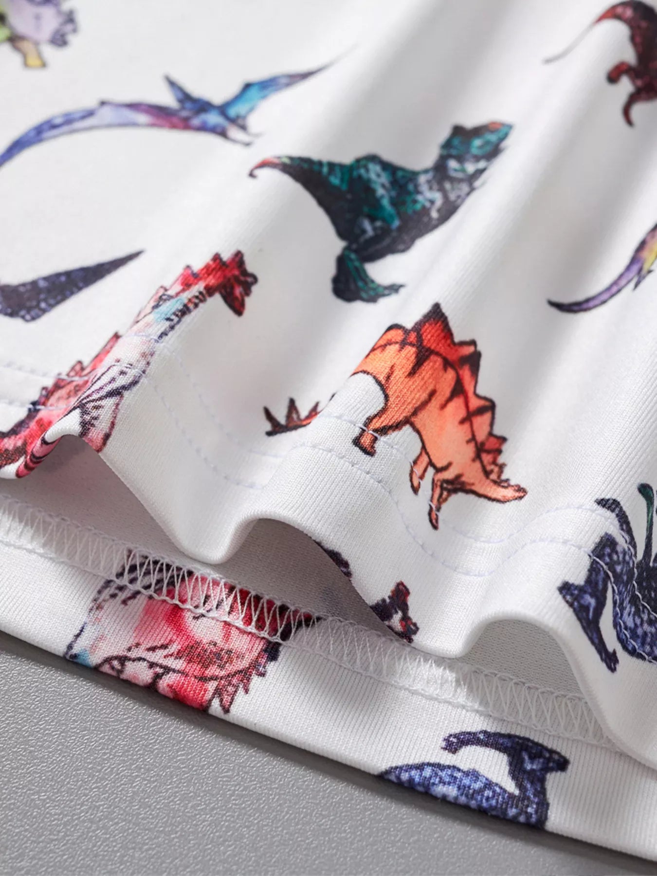 Children's Dinosaur Print Round Neck Top and Shorts Set