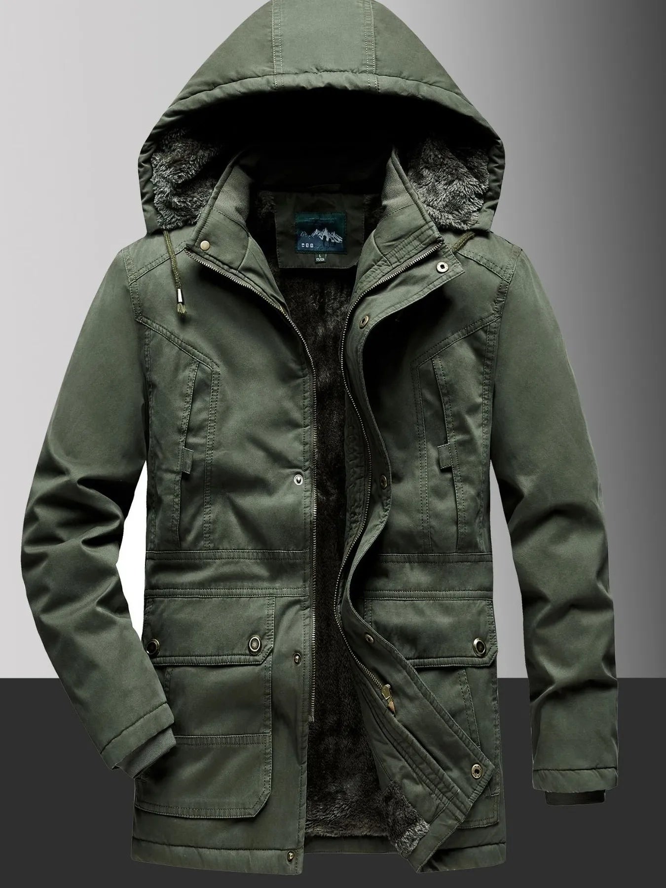 Men's Plus Size Fleece Lined Hooded Winter Coat
