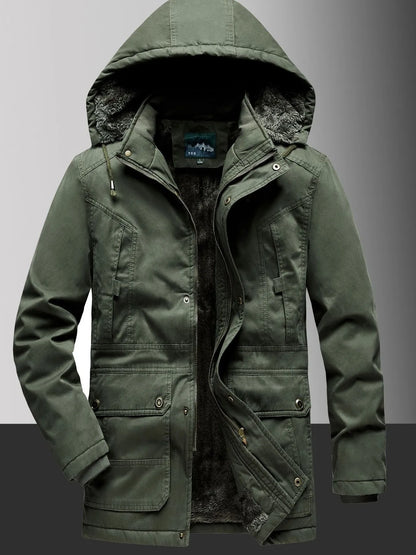 Men's Plus Size Fleece Lined Hooded Winter Coat