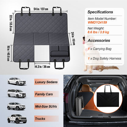 VEVOR Dog Car Seat Cover For Back Seat 54 X 24 In Waterproof 600D For Cars