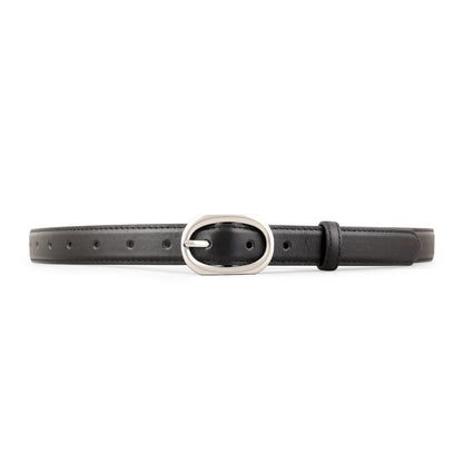 Oval Buckle Leather Belt