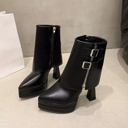 Point Toe High Heels Boots