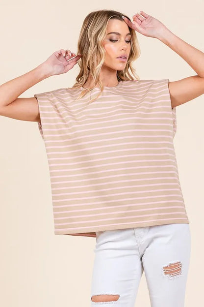 Lime 'N' Chili Striped Muscle Sleeve Top