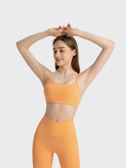 Millennia Crisscross Back Scoop Neck Active Cami with Detachable Chest Pads