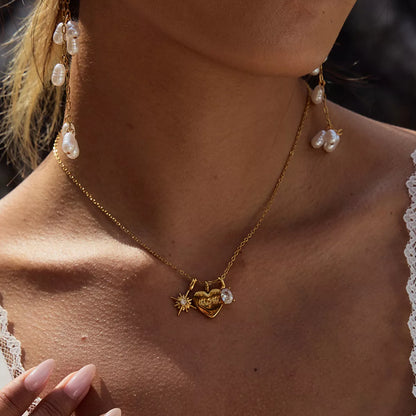 18K Gold-Plated 'Mom' Heart Necklace