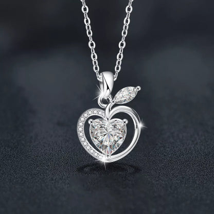 2 Carat Moissanite 925 Sterling Silver Apple Pendant Necklace