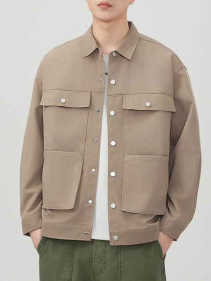 Men's Plus Size Casual Button-Down Long Sleeve Shacket